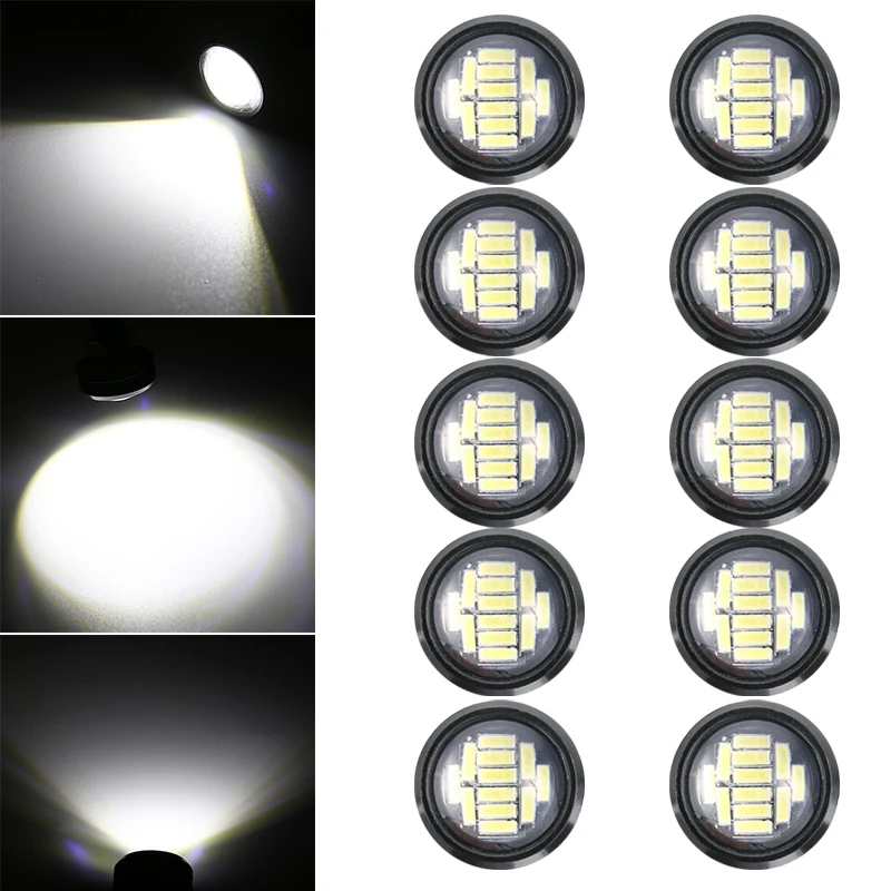 

10 шт. 12 В 15 Вт Eagle Eye белые 12 SMD Светодиодные Автомобильные дневные ходовые огни мотоциклетная винтовая лампа Водонепроницаемая резервная Пов...