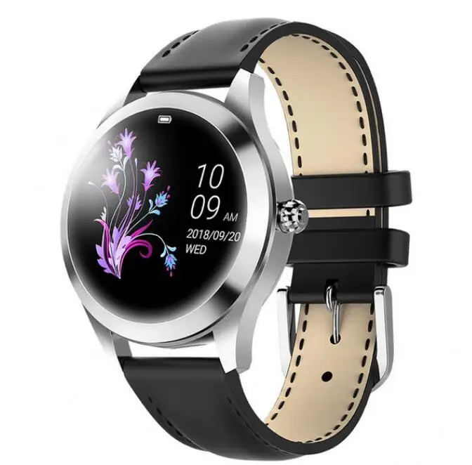 gold black leather Смарт-часы Smarcent KW10 для женщин IP68 Водонепроницаемый мониторинг сердечного ритма Bluetooth для Android IOS фитнес-браслет умные часы - Цвет: gold black leather