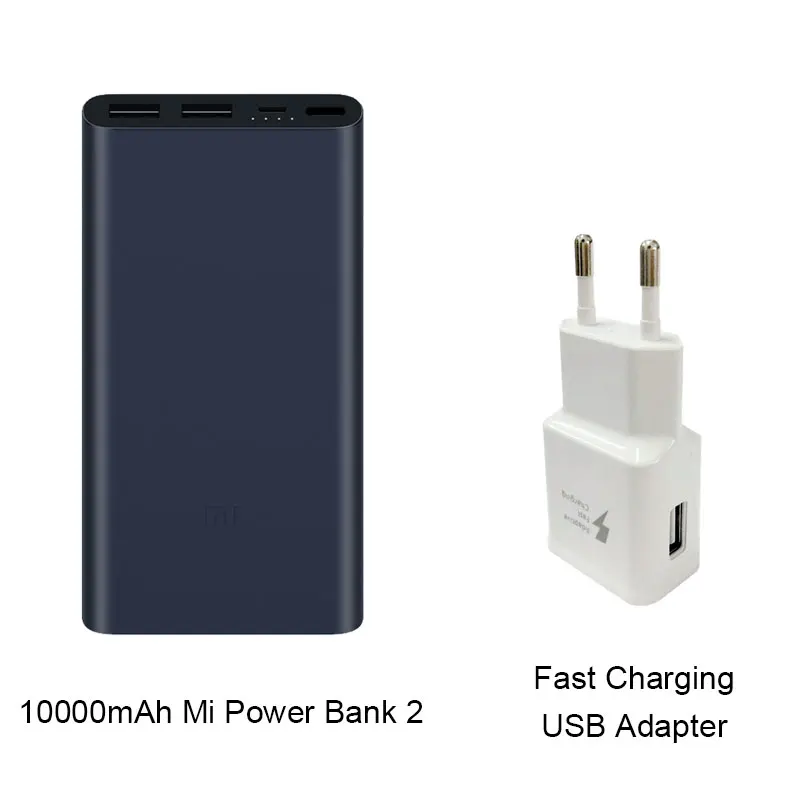 Xiaomi power bank 2 10000 мАч mi powerbank внешняя батарея micro usb портативный bateria externa портативное зарядное устройство - Цвет: TA add EU USB Adapte