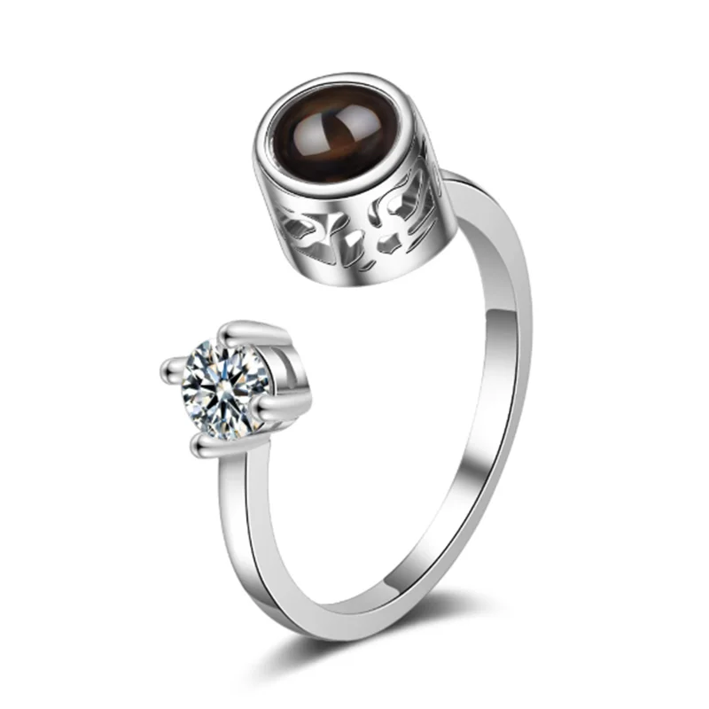 Корейская версия романтических милых двухцветных открытых посеребренных колец