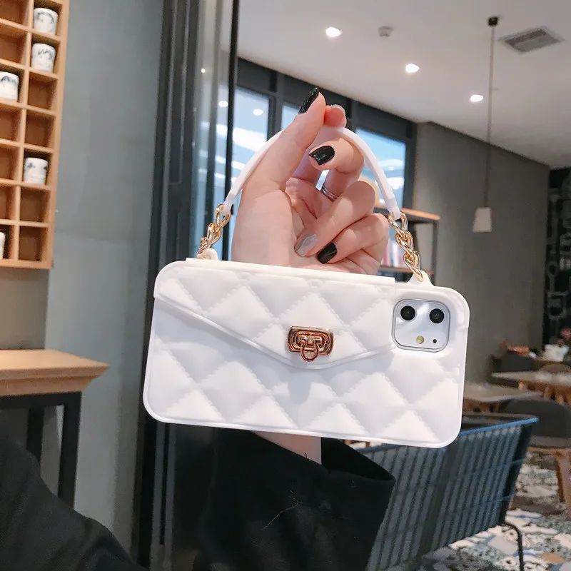 White Кроссбоди кошелек чехол для телефона для iPhone 7 8 6 6s Plus 11 Pro Max сумочка кошелек Длинная цепочка для iPhone XS Max XR X 10 силиконовый чехол - Цвет: White