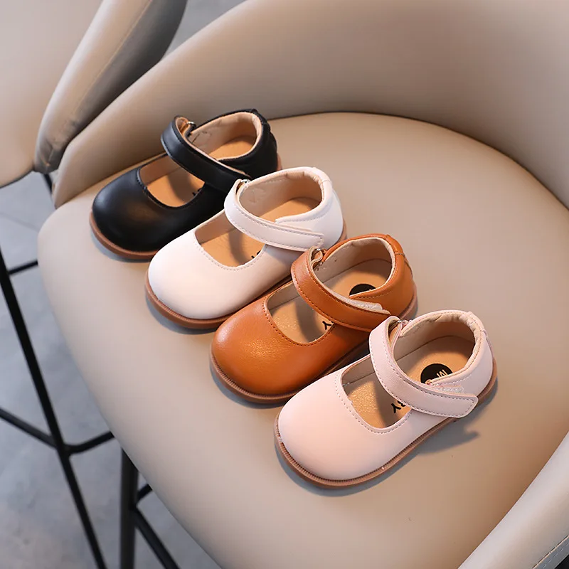

Small Leather Shoes for Kids Round-toe Soft Sole Baby Toddler Girls Leather Shoes 2022 Spring and Summer New Little Girl Shoe