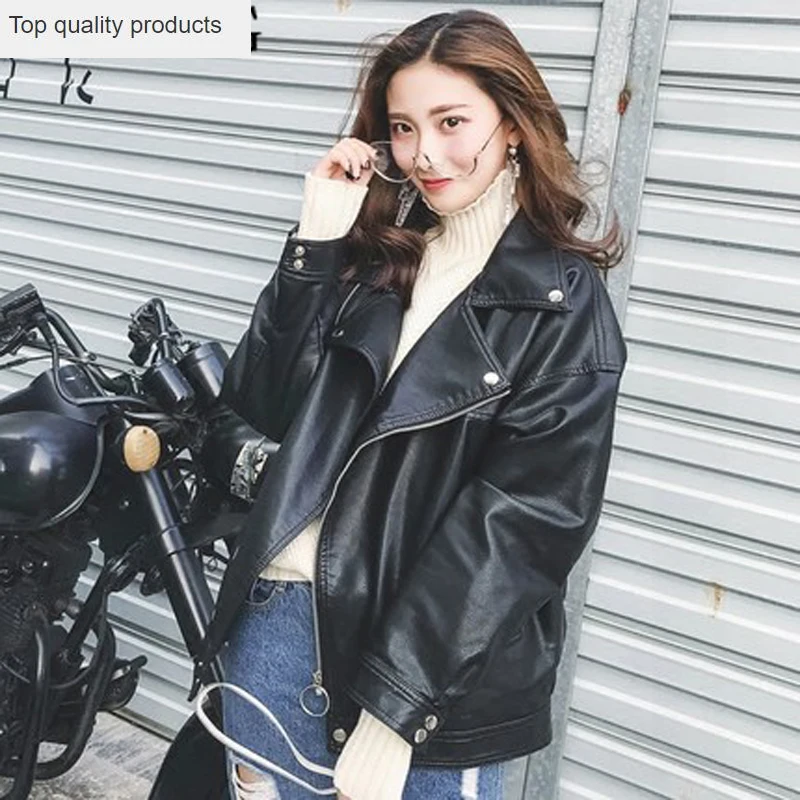 2020 New Fashion Faux Leather Jackets Women Spring Autunm Motorcycle Pu Leather Jacket Female Tops Outerwear High Quality LX91