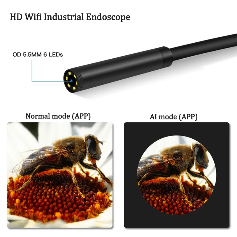 5 мм HD Wi-Fi Borescope Snake Камера 5MP эндоскоп Беспроводной IP68 Водонепроницаемый инспекции