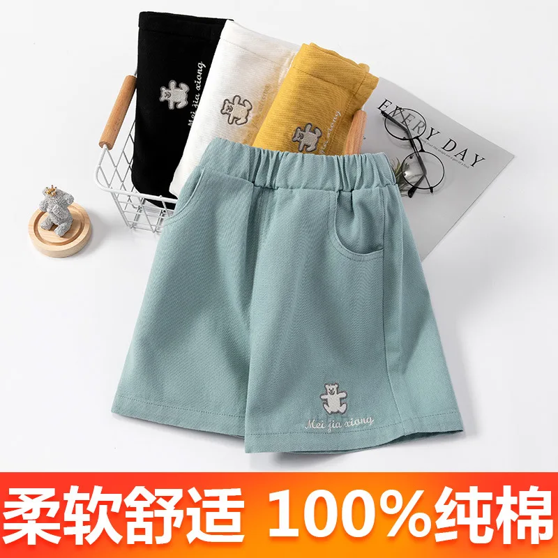 Джинсовые шорты с вышивкой для девочек летние детские свободные Популярные