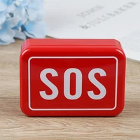 1pcs red sos tin plate medicine emergency case outdoor survival gear kits first aid pill box