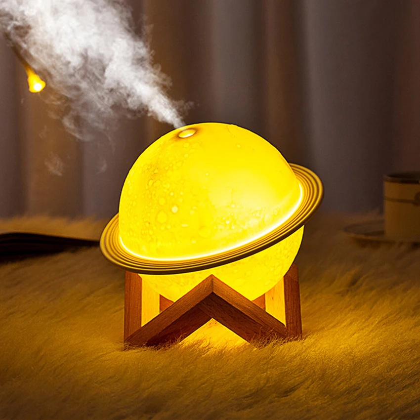

3-in-1 Humidifier with Diffuser and Nightlight, 3 Light Modes, Wooden Brakcet, Quiet 200ml Cool Mist Humidifier for Bedroom