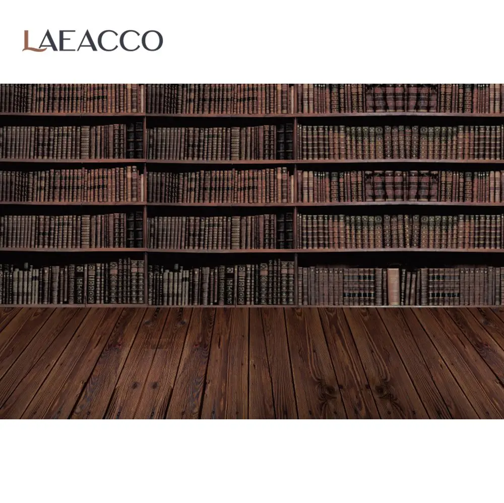 

Laeacco старая библиотека дерево книжные полки пол Кабинет домашний декор ребенок фотозона портрет фото фон Фото фоны