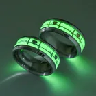 Нержавеющая сталь сердцебиение светящийся камень кольцо мода мужские флуоресцентные светящиеся парные кольца обручальные кольца для мужчин и женщин