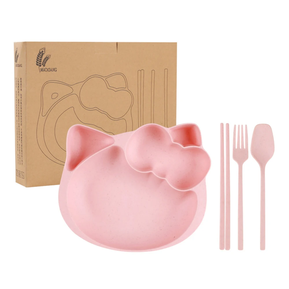 Комплект детской посуды из 4 предметов креативная Милая Антискользящая