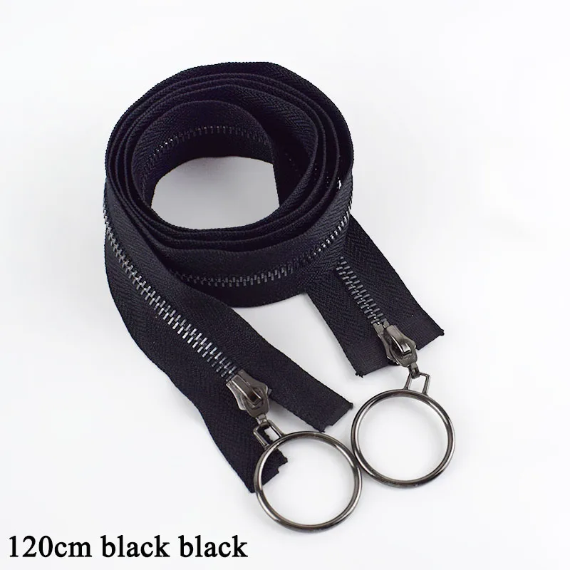 120cm black black Meetee 5#85 см 120 см Металлические молнии открытый конец двойной/sigle кольцо Ползунки молния для шитья пальто куртка молния одежда аксессуары - Цвет: 120cm black black