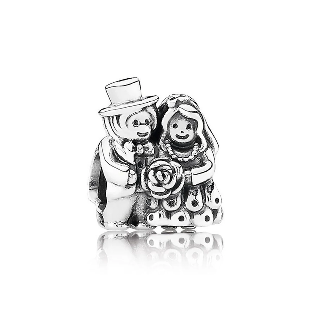 Подлинный бусины из стерлингового серебра 925 Свадебный Шарм для жениха и невесты