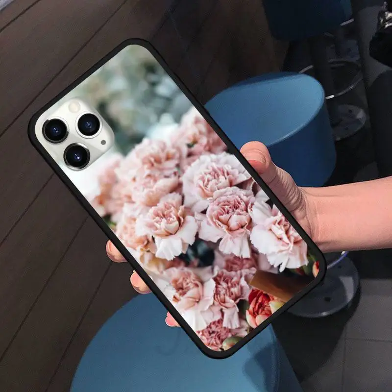 

Beautiful flower carnation gods Phone Case for iPhone 11 12 pro XS MAX 8 7 6 6S Plus X 5S SE 2020 XR Soft silicone accessories