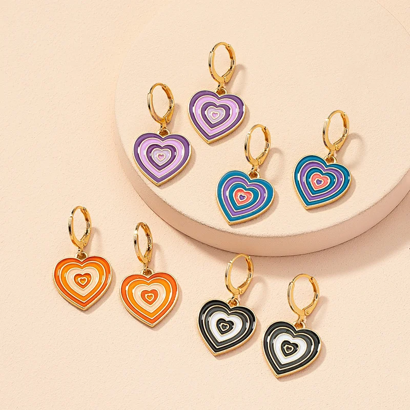 

Heart Drop Earrings For Women Colorful Dangle Earrings Women's Accessories Fashion Jewelry Gift 2021 Wholesale Trend Hot Sale