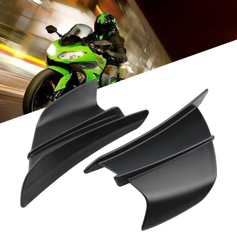 

2Pcs GM black modified fixed wind wing intake wing, side windbreaker wing deflector paste type For Honda, Yamaha, BMW