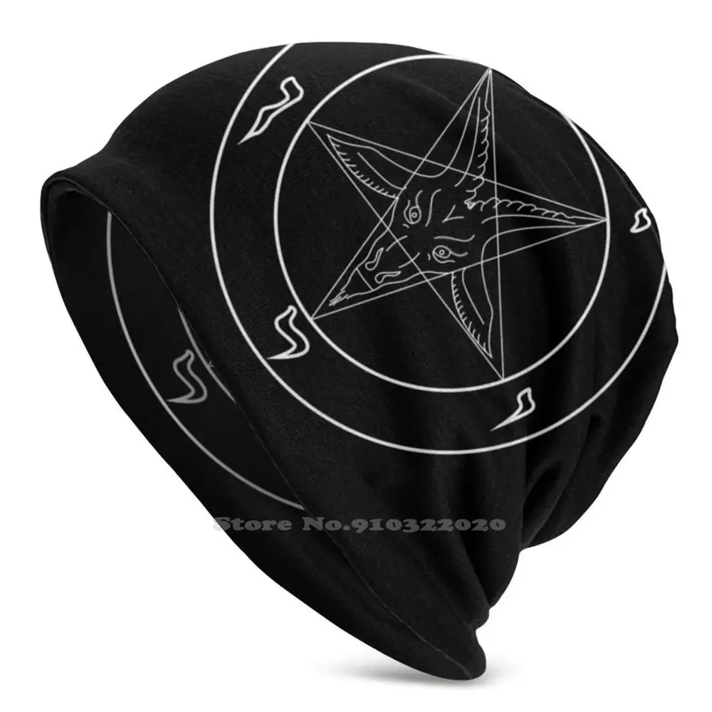 

Baphomet Pentagram Rune Unisex Men Women Thin Beanie Casual Cap Baphomet Satan Devil Occult Goat Pentagram 666 Demon Satanic