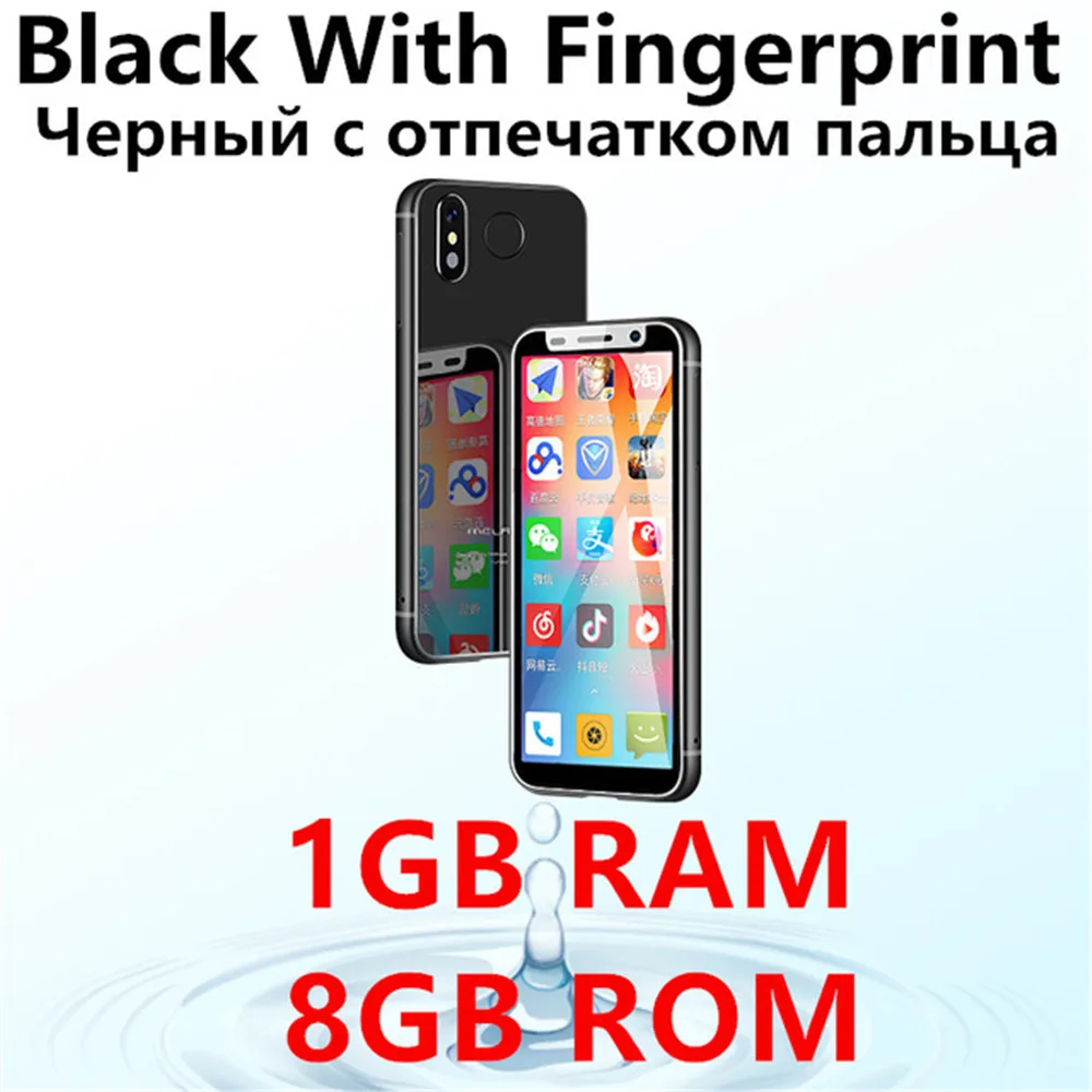 Black with Fingerpri Melrose 4G Lte маленький Android телефон Google play 3,4 ''четырехъядерный Android 8,1 отпечаток пальца ID студенческий мини маленький смартфон - Цвет: Black with Fingerpri