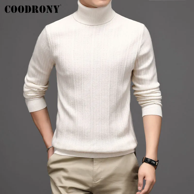 COODRONY Winter Thick Warm Turtleneck Men Soft Pure Merino Wool Sweater Pull Homme High Quality Clothing Fashion Pullover C3070