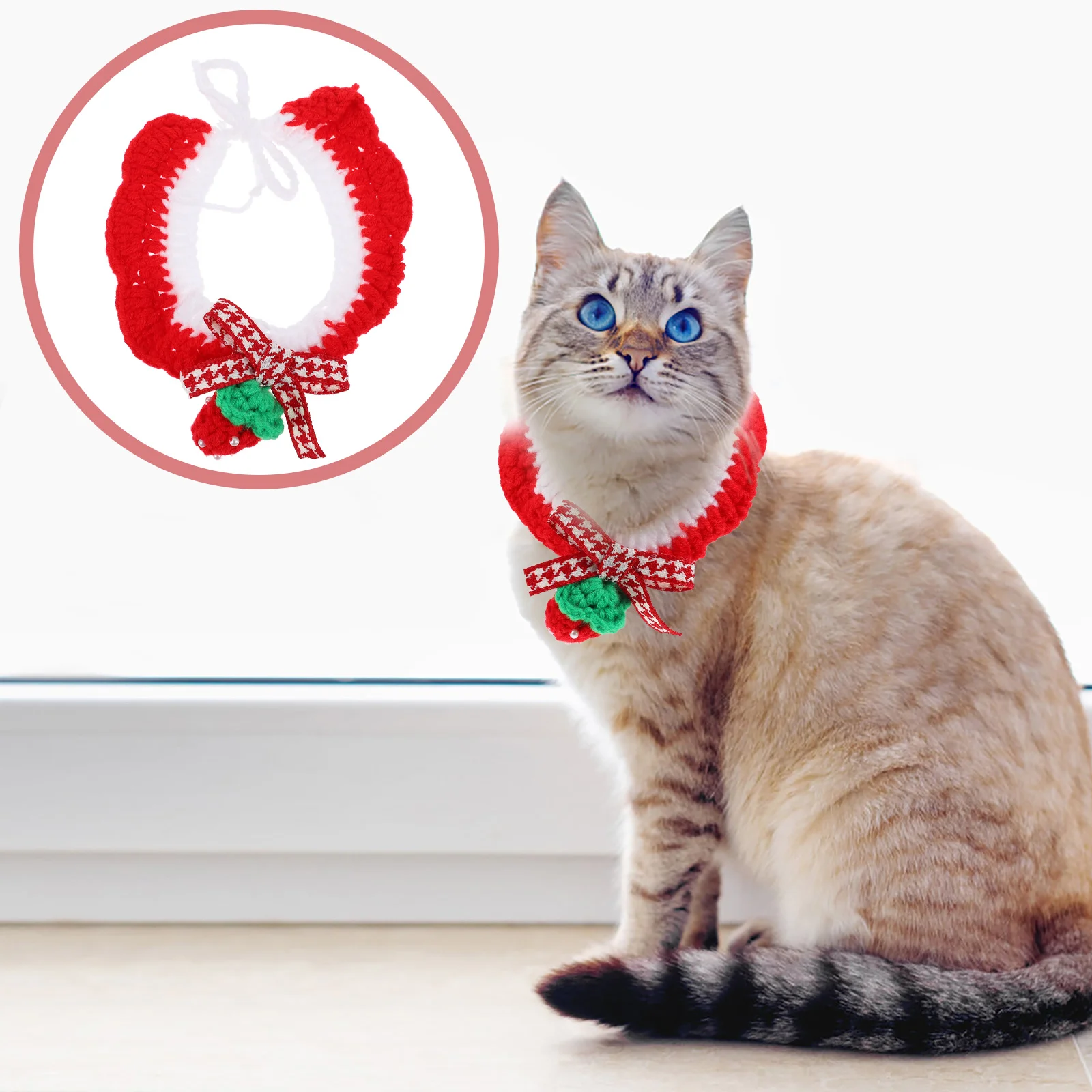 

1 шт. Рождественский ошейник для домашних животных очаровательный вязаный ошейник для домашних животных Регулируемый праздничный ошейник ...