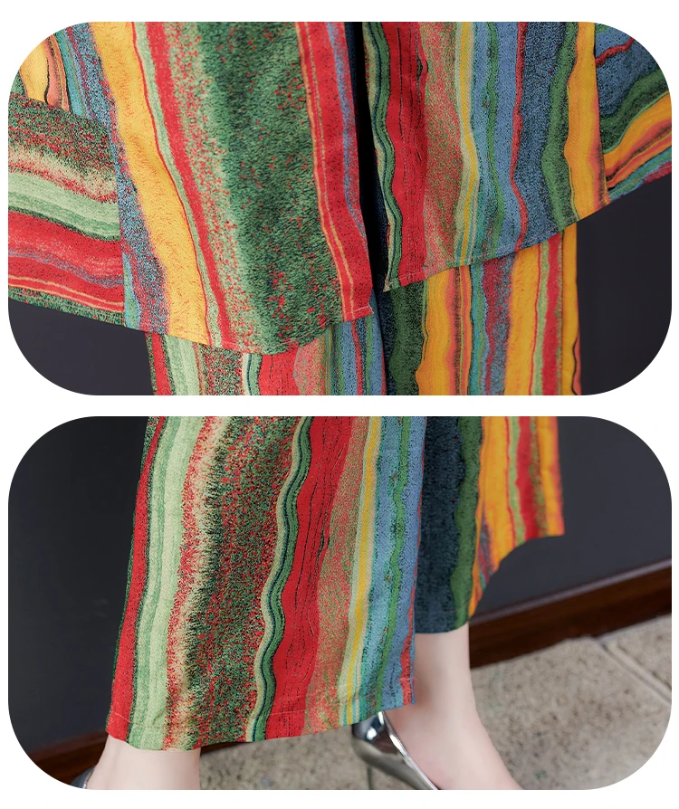 

Striped 2 Piece Set 2 Piece Set Women Cardigan Ensemble Femme 2 Pieces Pantalon Elegant Wholesale Clothing Women Set