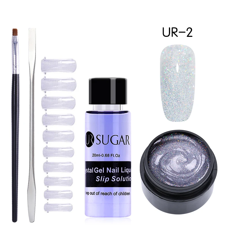 5Pcs set 2 UR SUGAR 15 мл Быстрый строительный поли гель продлевающий половой акт розовый блеск Замачивание от УФ СТРОИТЕЛЬ удлинение гель набор Типсы для маникюра палец расширение - Цвет: 5Pcs set 2