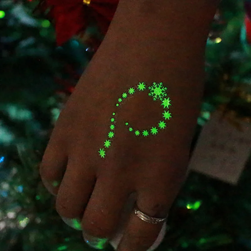 Поддельные татуировки 1 шт. светящиеся Временные наклейки на Рождество карнавал