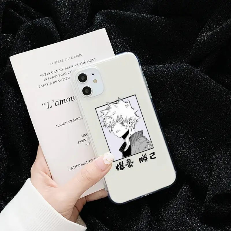 

My Hero Academia deku bakugou Boku Phone Case Transparent for iPhone 6 7 8 11 12 s mini pro X XS XR MAX Plus cover funda shell