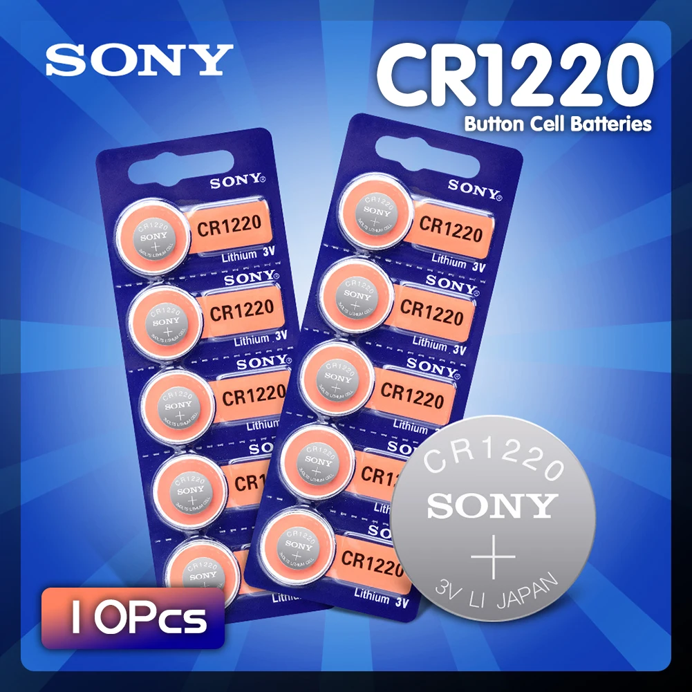 10 шт./лот для Sony оригинальный CR1220 кнопочный Аккумулятор часов Автомобильный