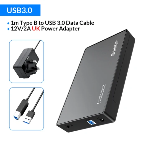 Orico de 3,5 polegadas de disco rígido externo SATA para USB 3.0 HDD com 12V/2A Adaptador de energia Suporte UASP Free Free
