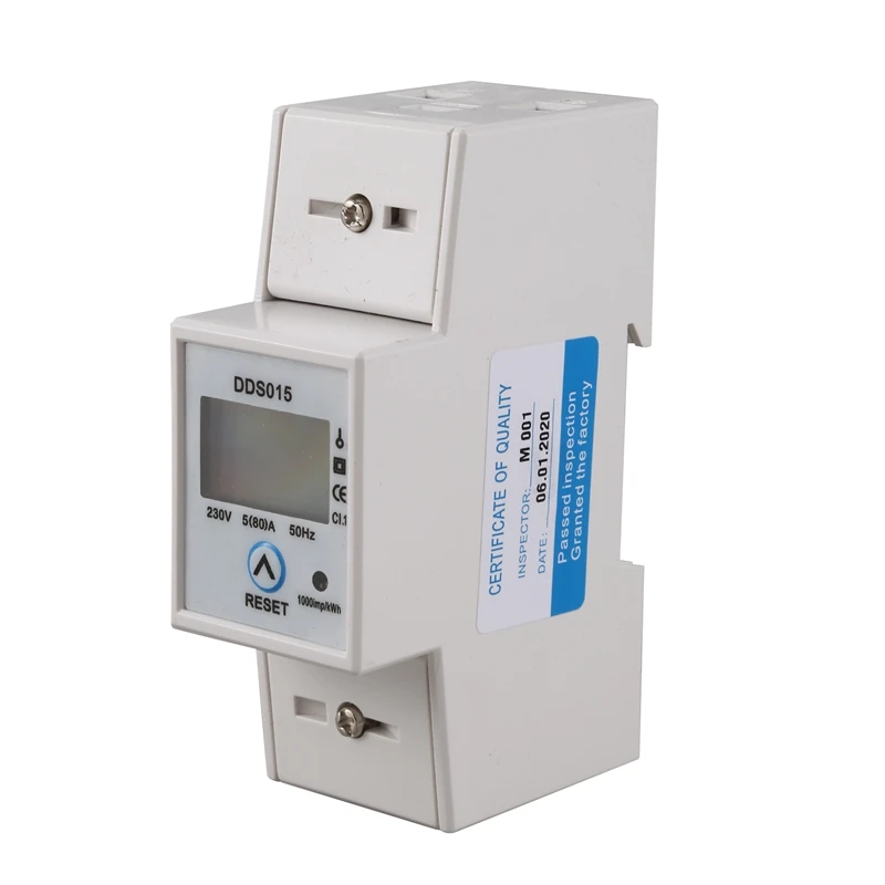 

Din Rail Single Phase Wattmeter Power Consumption Watt Electronic Energy Meter kWh 5-80A 230V AC 50Hz with Reset Function