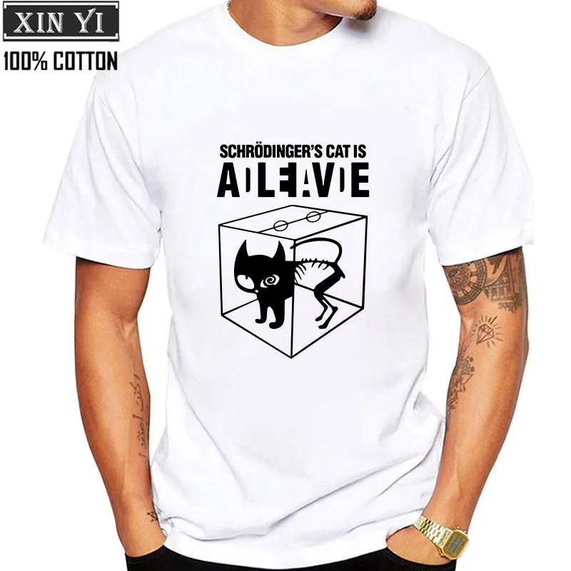 

XIN YI Men's T-shirt100%cotton T-shirt High Quality fashion casual Schrodinger's Cat print t shirt men cool funny t shirts2020