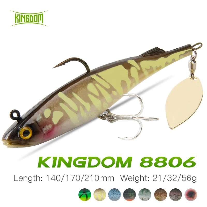 

Kingdom Spinter Soft Fishing Lure 140/170/210mm PVC Sinking Swimbait With Spoon On Tail For Trout Pike 3D Printing Spinner Bait