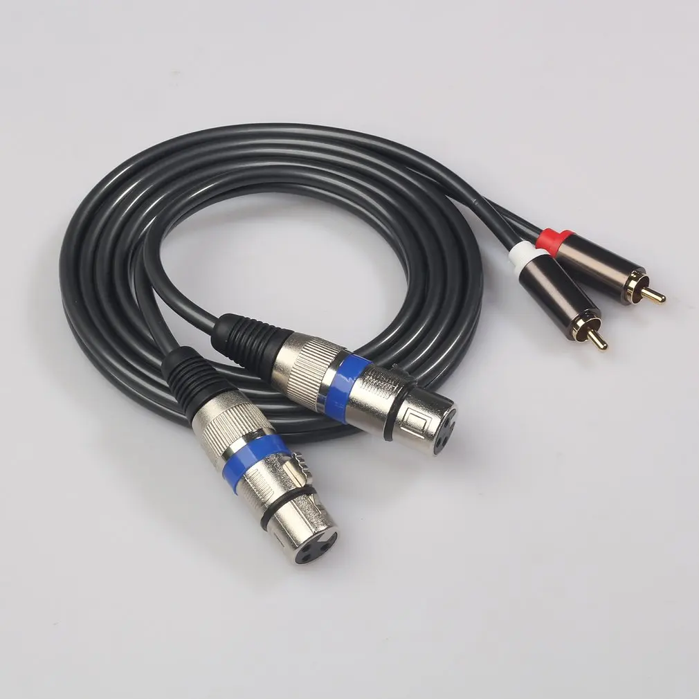 2 Rca штекер к Xlr двойной гнездовой аудио кабель позолоченный 1 5 м для микрофона