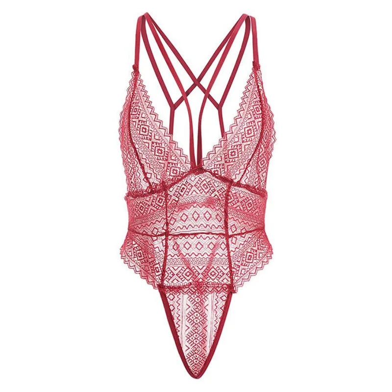 Красный комбинезон Пижама нижнее белье черный сексуальный костюм боди пижамы