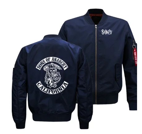 

New Autumn Winter Flight Jacket SONS OF ANARCHY Logo Coat Mens Womens Warm Casual Zipper Baseball Jacket