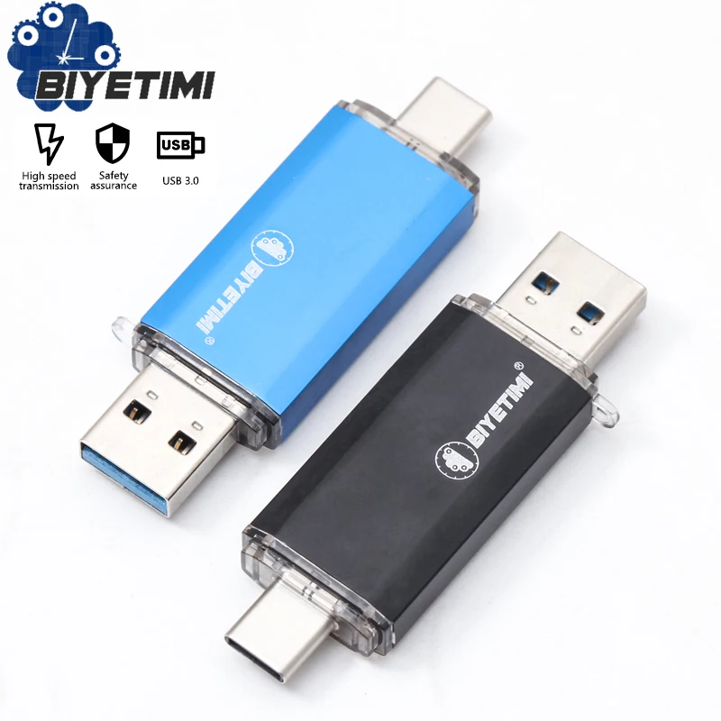 Usb-флеш-накопитель Biyetimi Type-c для телефона и компьютера 3 0 дюйма 32 ГБ 64 128 256