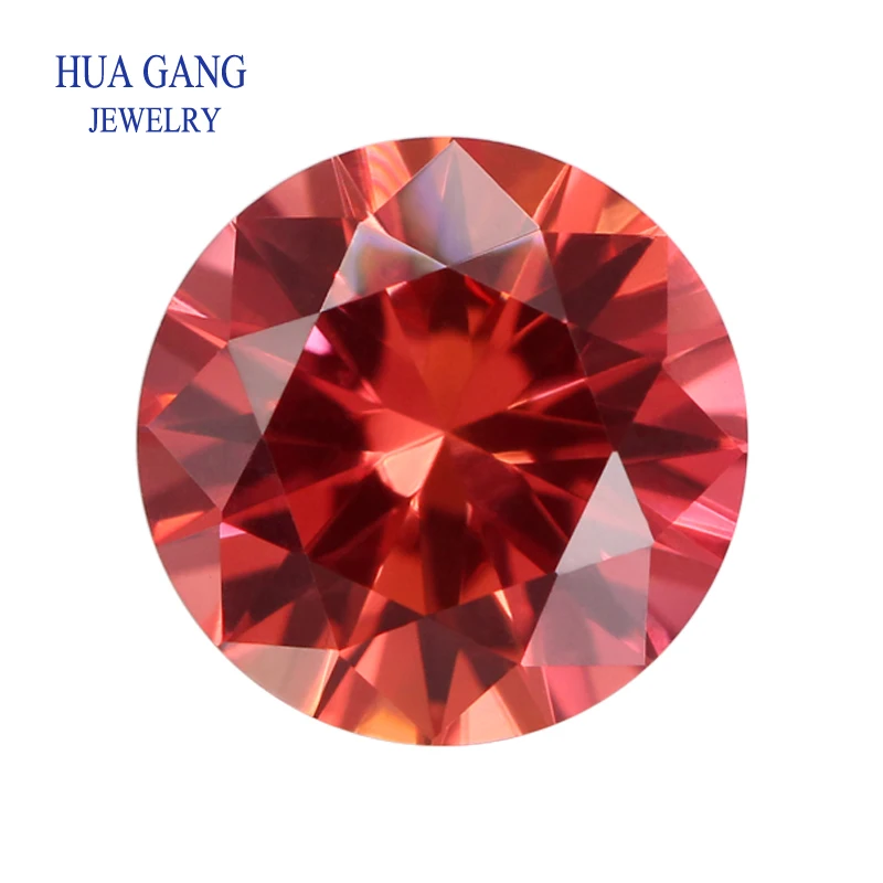 

57# Orange Stone Corundum Synthetic Gems Round Brilliant Cut Beads For Jewelry Making 0.8-8mm AAAAA Quality