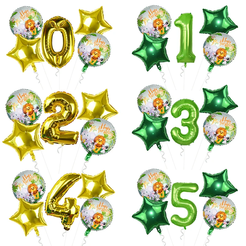 Круглый фольга животных шар 0 9 номер воздушный ребенок душ дети 1 день рождения
