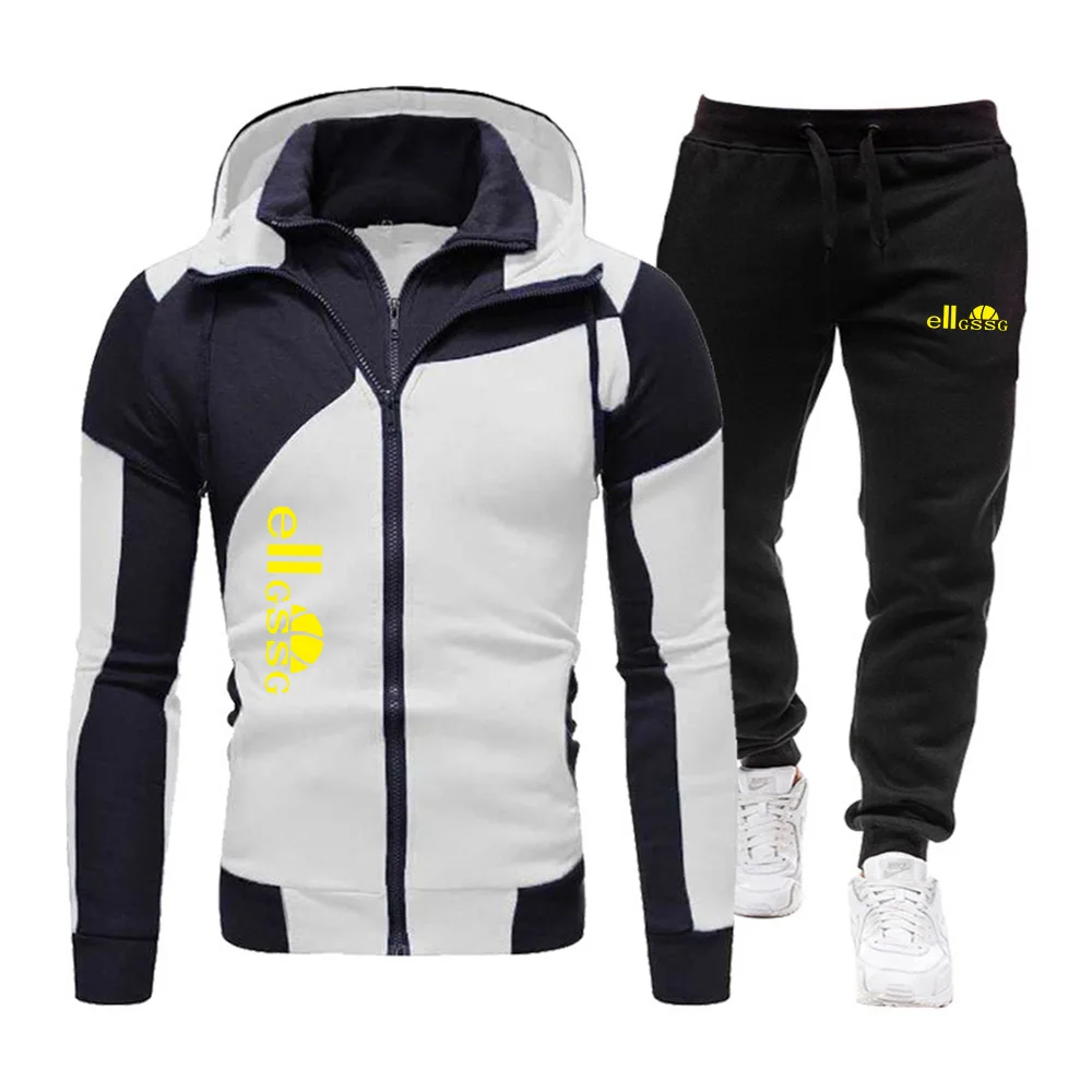 

Men Casual Sets 2021 Winter New Brand Splice Jogger Tracksuit Zipper Hoodies+Pants 2PC Sets Men's Sportswear Sport Suit Clothing