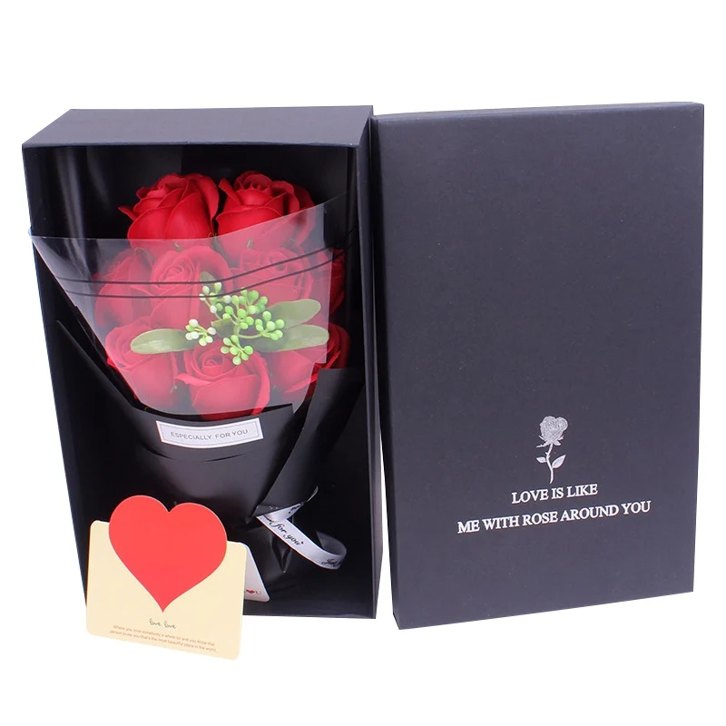 

Rose Scented Soap Flower Bouquet In Gift Box With Handbag Artificial Floral Gift For Valentine's Day,Birthday,Anniversary, Weddi
