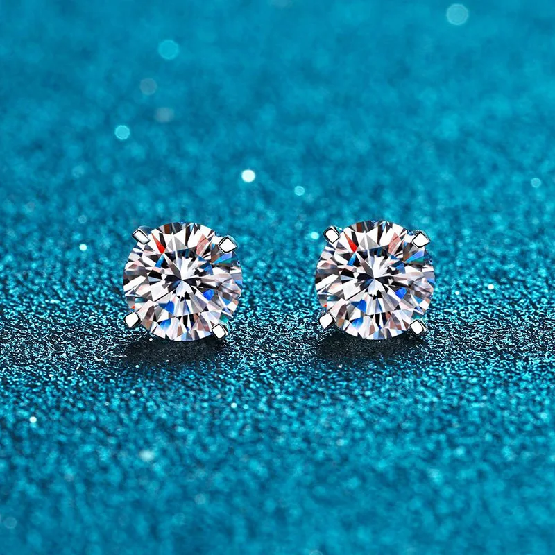 

Real 0.2-1ct D Color Moissanite Stud Earrings for Women 925 Sterling Silver 4 Prong Lab Diamond Ear Studs Pass Diamond Test