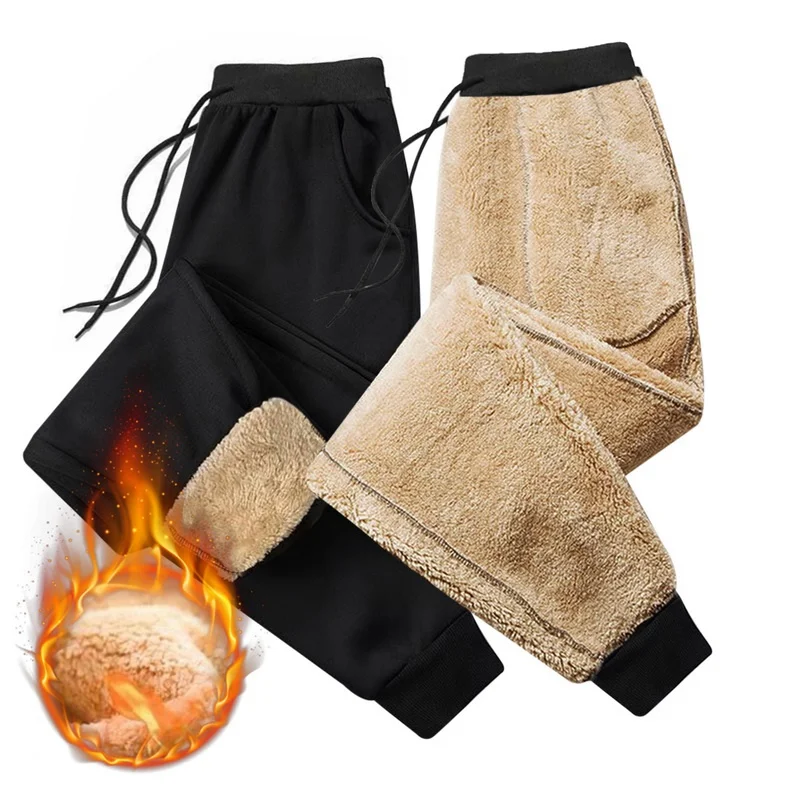 

Winter Pants Men Fur Lined Joggers Men Thick Sweatpants Drawstring Trousers Men Fleece Running Pants Warm Pants Plus Size