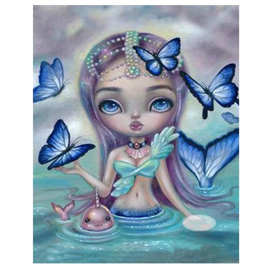 5D DIY алмазная живопись Русалка и бабочка квадратные круглые сверла 3D вышивка