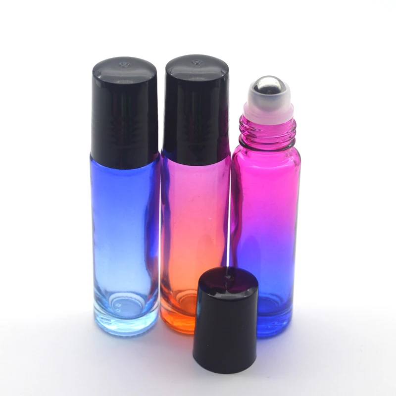150pcs 10cc Gradient Colorful Glass Roller Bottle Empty Perfume Essential Oil Test 10ml Roll-On Thick Vial | Красота и здоровье