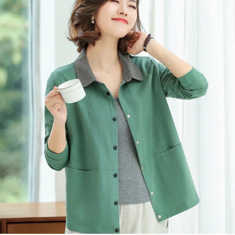 2020 new fashion women's shirt spring autumn clothing loose cotton cardigan jacket cotton shirt short jacket j1