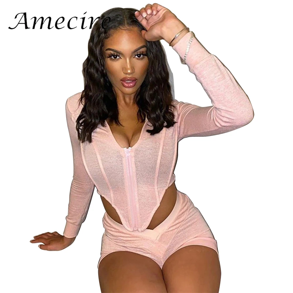 

Amecire Woman 2020 летний комплект из двух предметов, повседневный укороченный топ с капюшоном, топы короткие штаны, модная уличная одежда, милые ро...