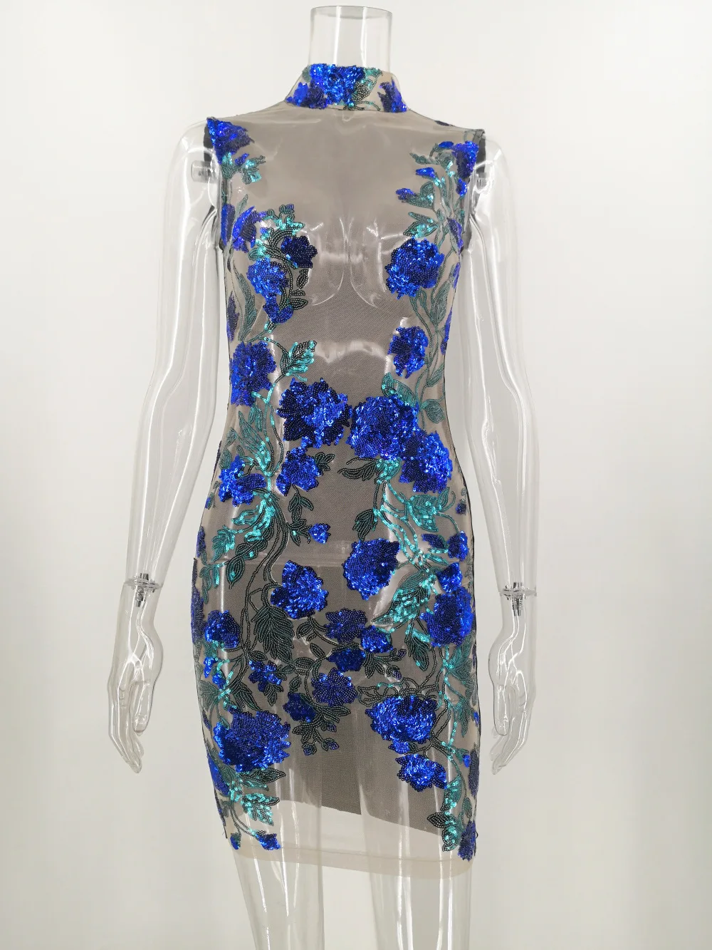 Новинка лета 2021 красное синее платье без рукавов с блестками сексуальное