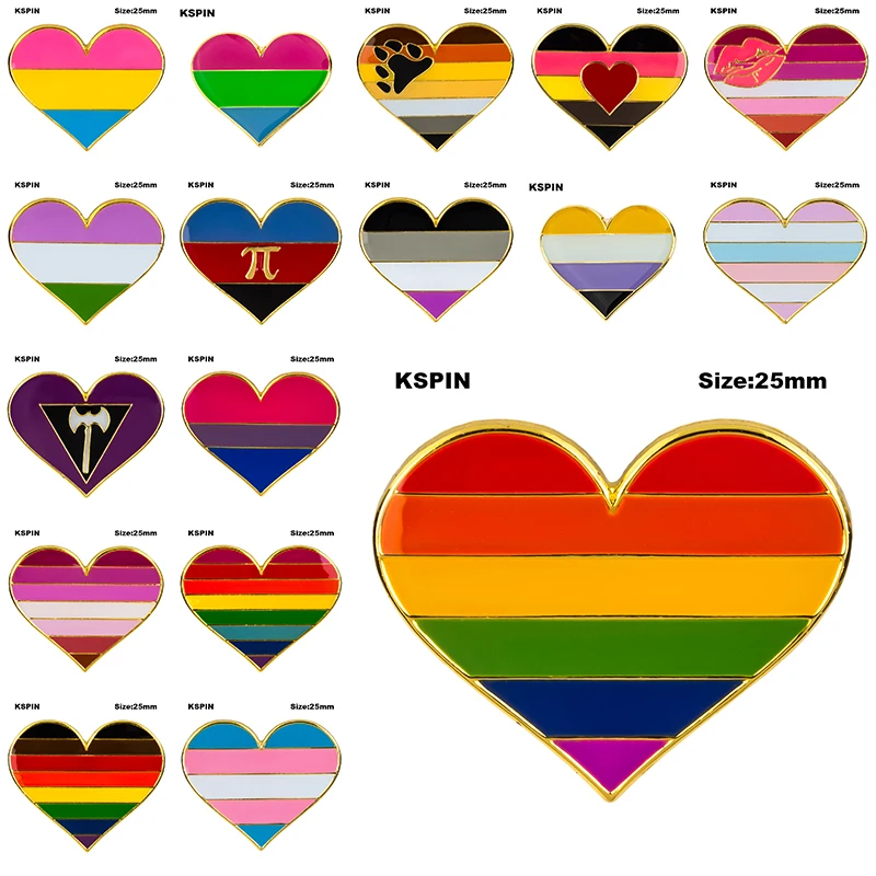 Радужный значок в форме сердца символ булавка металлические значки декоративная