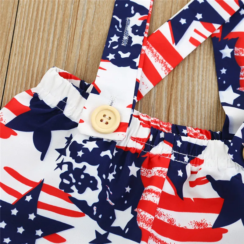 

3Pcs Baby Toddler Girls Kids Clothes Stars Print Short Sleeve Romper Suspender Short Headband Outfits Headband Outfits Baby Set