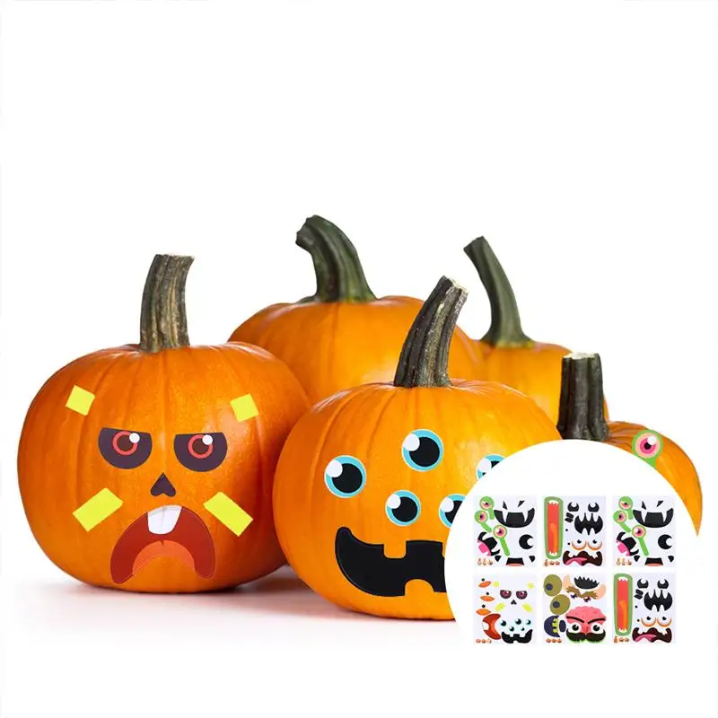 

6Pcs Halloween Pumpkin Decorating Craft Face Decals Halloween Stickers